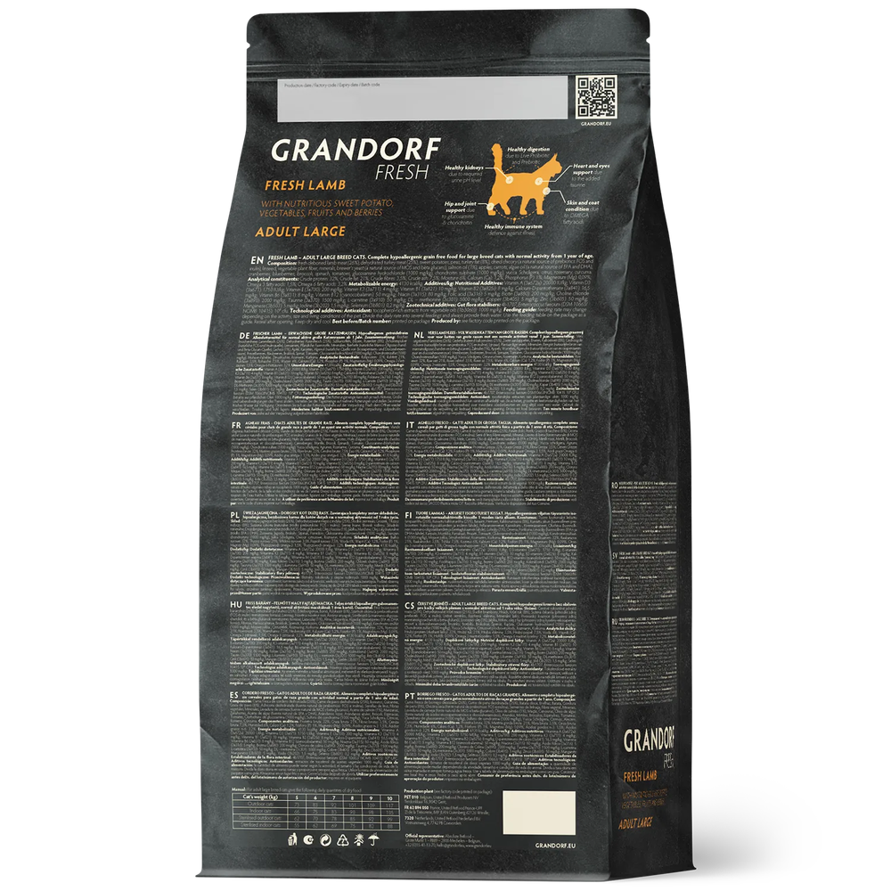 GRANDORF FRESH Свежее мясо ягненка с бататом для кошек крупных пород