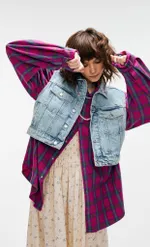 Рубашка Kraizy Stripes 2XOVER в клетку розовая