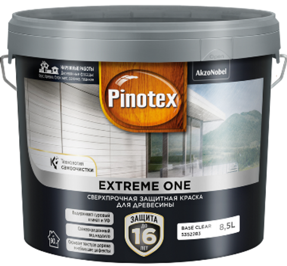 Лазурь с эффектом самоочистки для защиты древесины до 12лет Pinotex Пинотекс Extreme бесцветная 0,9л