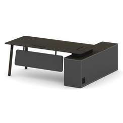 Fresco Стол руководителя FR.SR-20 (L) Дуб Темный/Базальт UM/Металл Черный/Нерж. Сталь 2000*1798*750