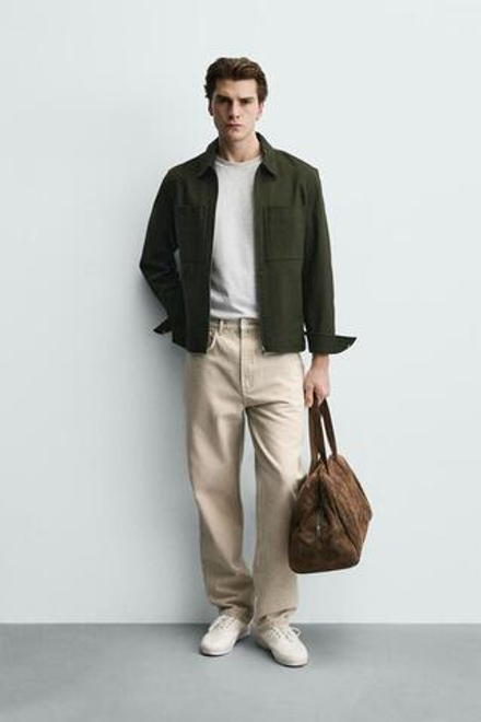 ZARA ДЖИНСЫ STRAIGHT ДЛИНОЙ ДО ЩИКОЛОТКИ, ЗЕЛЕНЫЙ/СЕРЫЙ