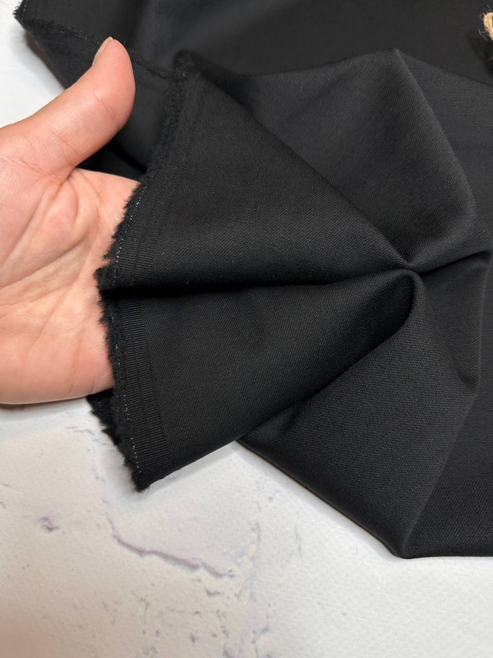 Костюмно-плательная жаккардовая шерсть с эластаном (L.Piana, 95%шерсть/5%эластан, Черная ночь, 142, 280 гр/м2)