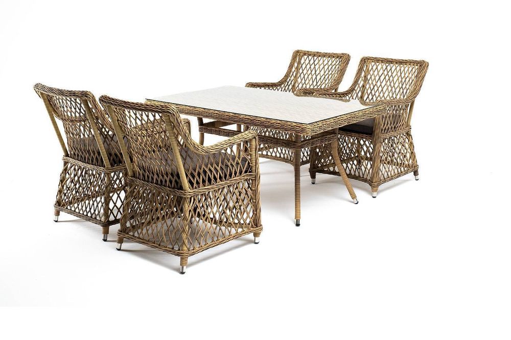 "Латте–140 L" обеденная группа плетеная, цвет соломенный