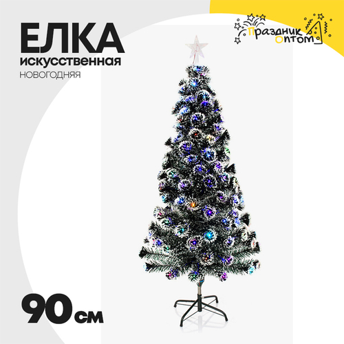 елка 90см искусственная со светодиодами (зеленый, белый)