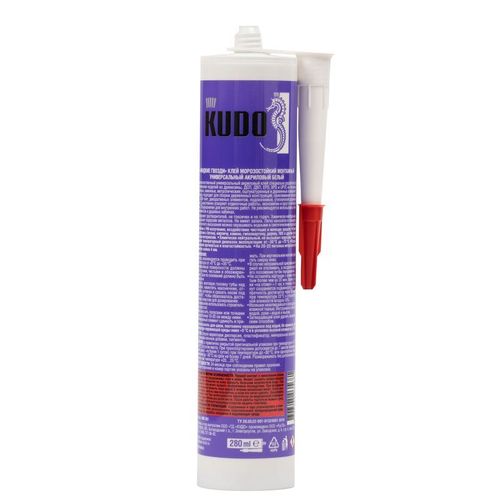 Универсальный монтажный клей KUDO морозостойкий белый 280 мл