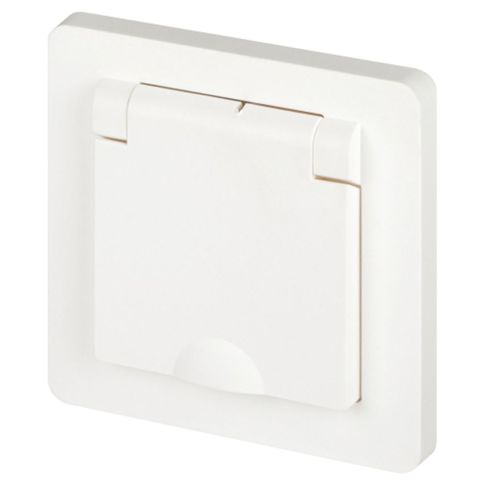 Розетка Intro Style 7-203-01 с заземлением 2P+E Schuko с крышкой, 16А-250В, IP20, СУ, белый | Intro