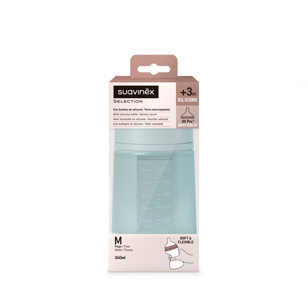 Силиконовая бутылочка SUAVINEX COLOUR ESSENCE 240 мл, соска М
