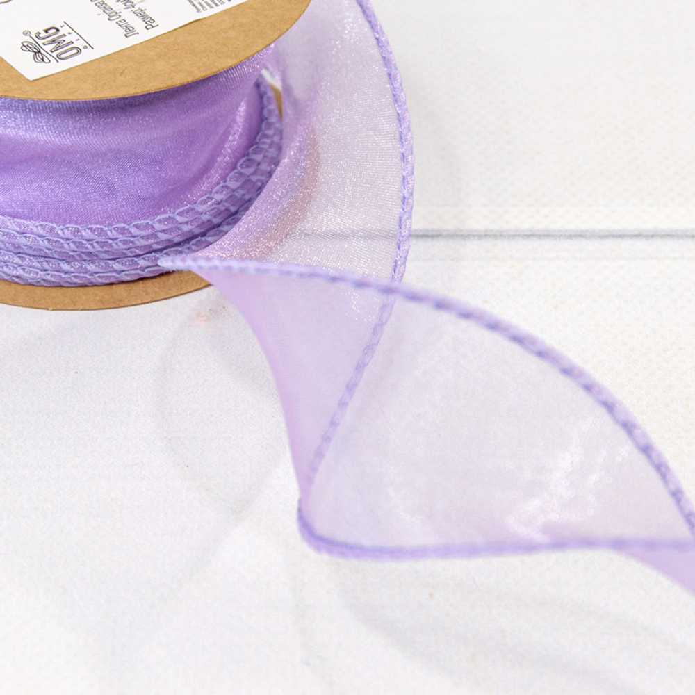 Лента Органза 4см х 11м с леской (Сиреневый)