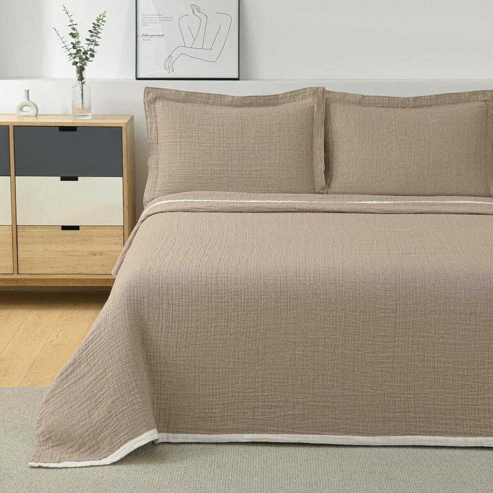 Покрывало 230х250 и 2 декоративные наволочки Arya home Virginia бежевый