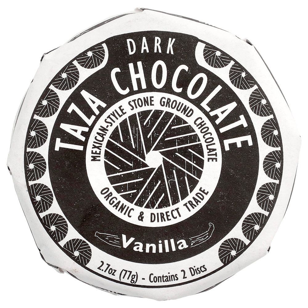 Taza Chocolate, Taza темный шоколад, со вкусом ванили, 2 плитки, 77 г (2,7 унции)
