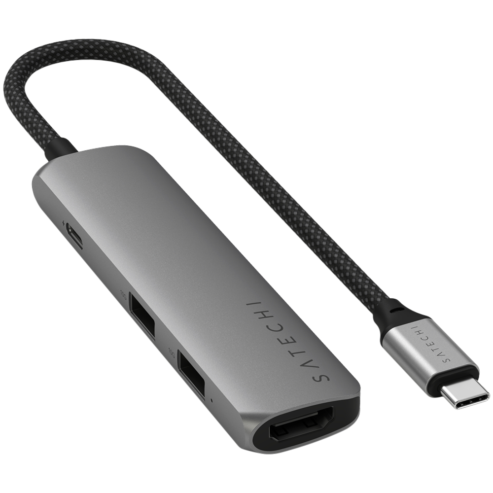 SATECHI 4-in-1 USB-C Slim Multiport Adapter 4K (Space Grey)