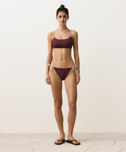 OYSHO Полуоткрытые плавки бикини на завязках, темно-сливовый