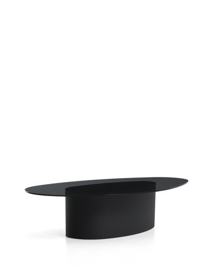 Журнальный столик Olir из черной стали и стекла 140 x 80 см