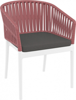 Кресло пластиковое с подушками Siesta Contract Portofino, белый, марсала, темно-серый