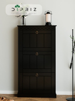 Обувница для прихожей Индра, 3 двери, 123х66х21, черный