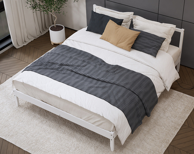 Двуспальная кровать, УСКАР (ФЬЕЛЬСЕ), 140х200 см, белый