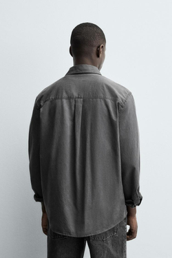 ZARA РУБАШКА ИЗ ТВИЛА, АНТРАЦИТОВО-СЕРЫЙ