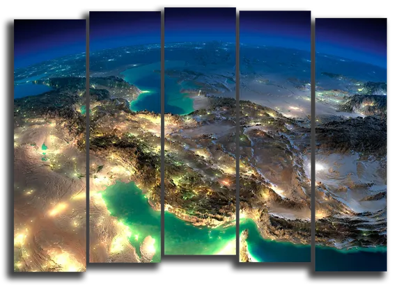 Модульная картина "Ночная Земля из космоса"