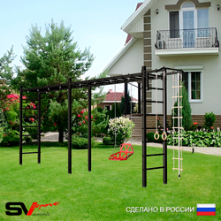 Уличная шведская стенка Sv Sport рукоход х 2 У53800 (Турник/Со спинкой/Канат/кольца/лестница)