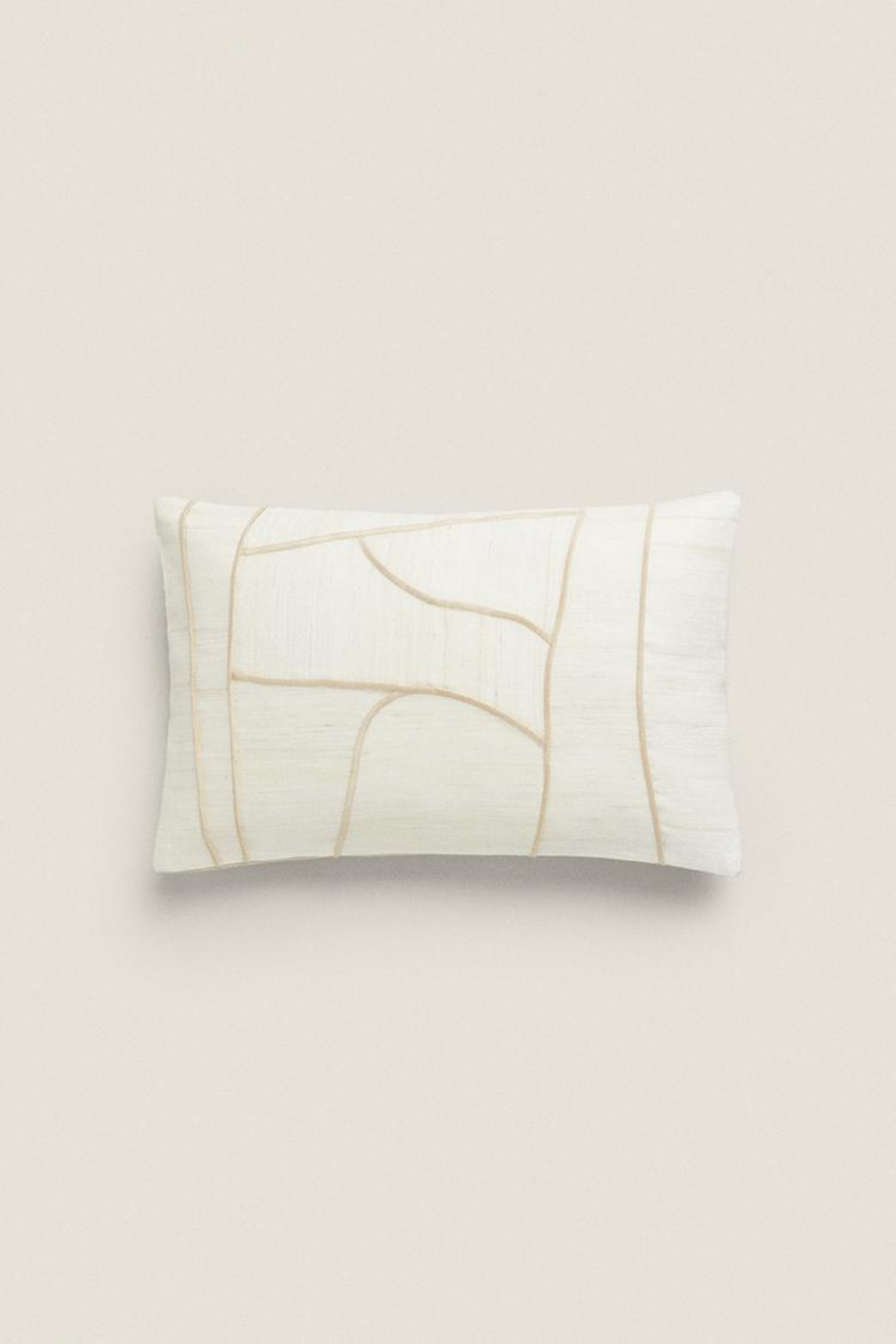 ZARA HOME ЧЕХОЛ ДЛЯ ДЕКОРАТИВНОЙ ПОДУШКИ С ВЫШИВКОЙ, СВЕТЛО-БЕЖЕВЫЙ