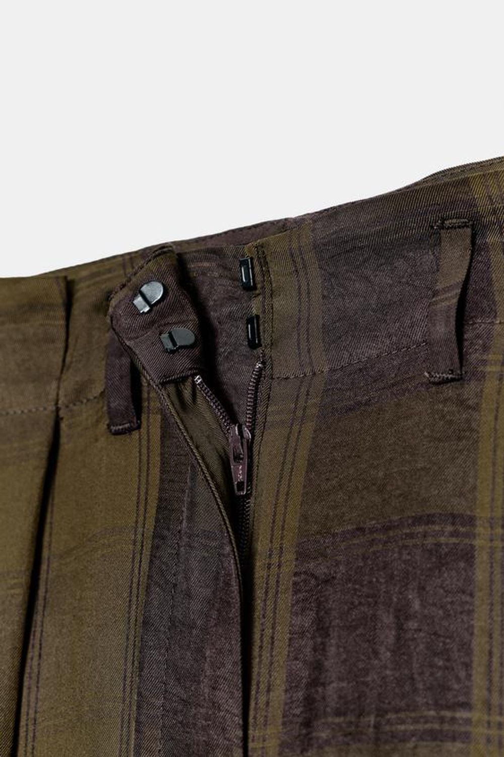 ZARA СВОБОДНЫЕ БРЮКИ В КЛЕТКУ — ZW COLLECTION, ТЕМНЫЙ ХАКИ