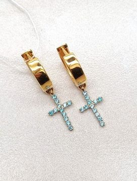 Серьги в форме креста с фианитами