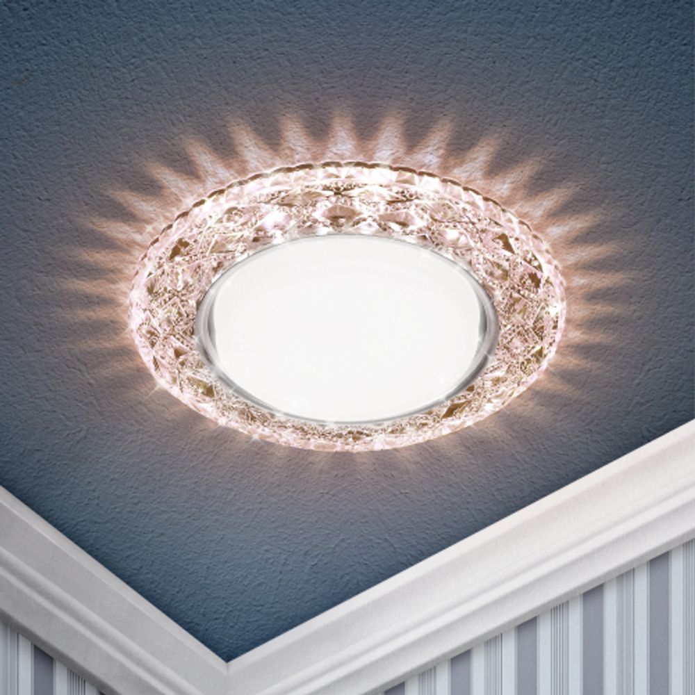 DK LD24 CHP/WH Светильник ЭРА декор cо светодиодной подсветкой Gx53, шампань | Встраиваемые LED светильники