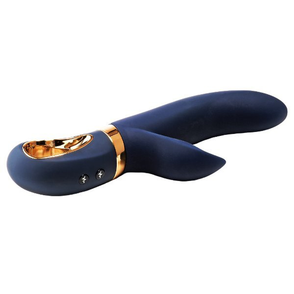 Темно-синий вибратор-кролик Atropos - 23 см. (Цвет: темно-синий)