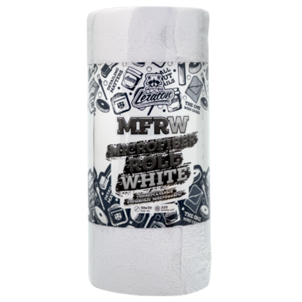 Универсальные отрывные микрофибры (45 шт в рулоне), белые LERATON MFRW MICROFIBER ROLL WHITE 30x30 220 гр/м2