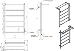 Полотенцесушитель электрический EWRIKA Сафо PN 80x55 см, подключение справа, слева, хром, лесенка, с полкой