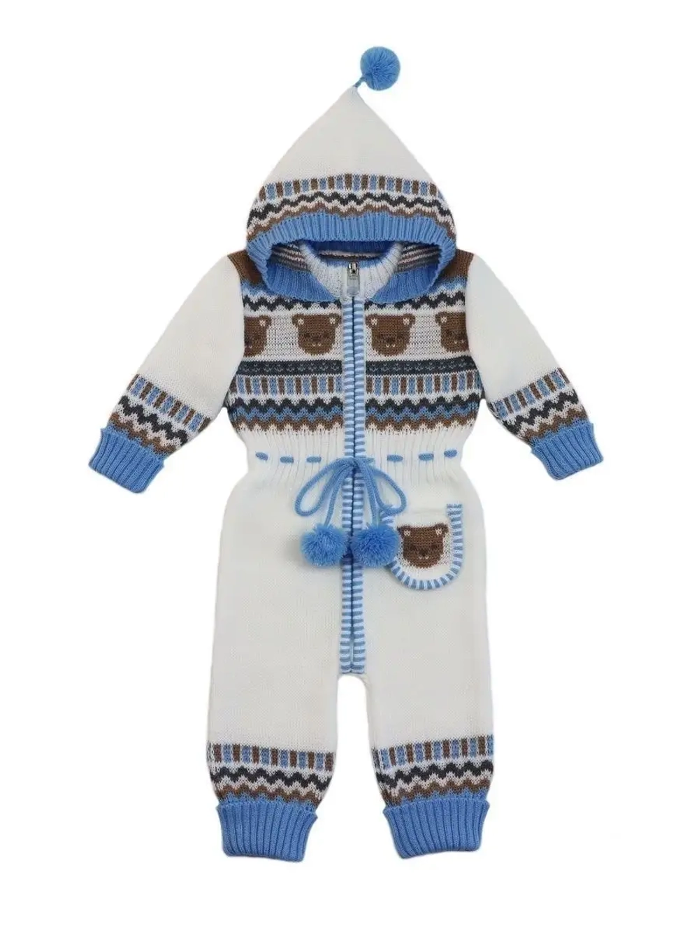 Вязаный комбинезон для новорожденных и малышей на молнии