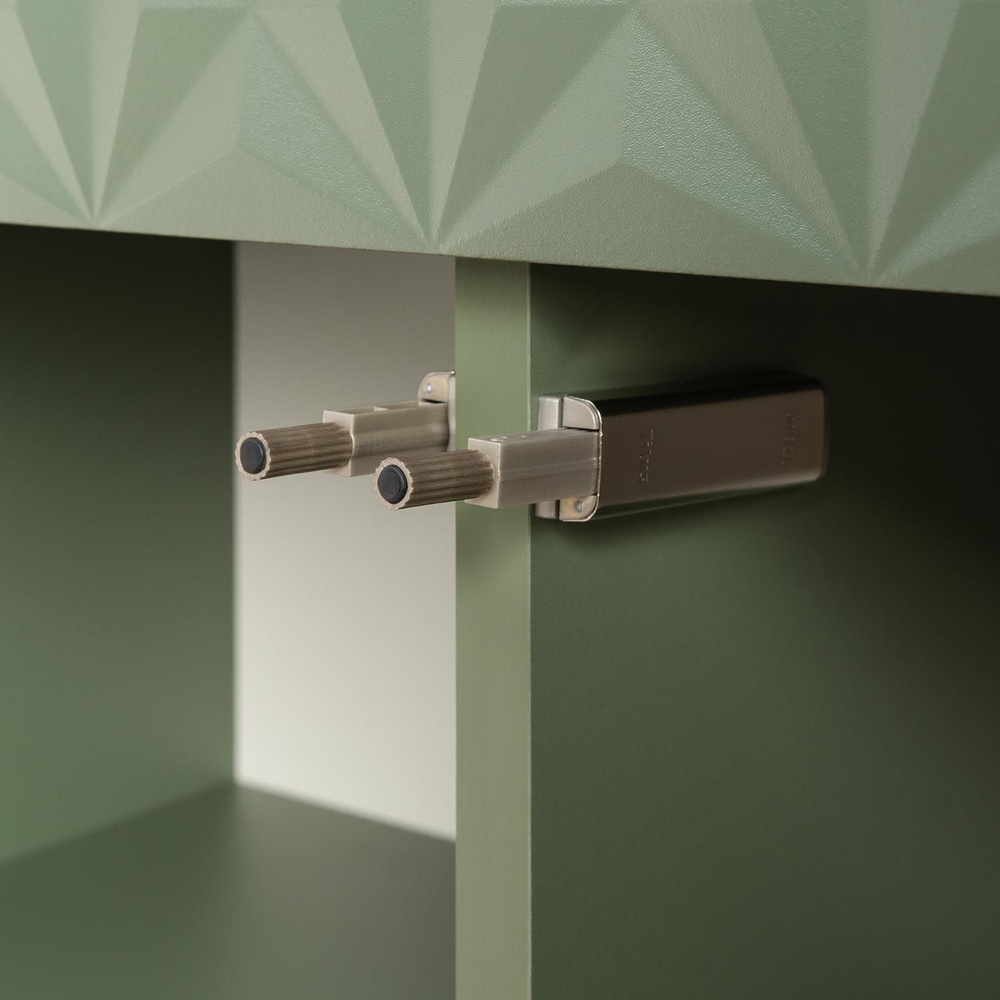 Марион шкаф-витрина 16.397.02 Дымчатый зеленый / Олива шагрень