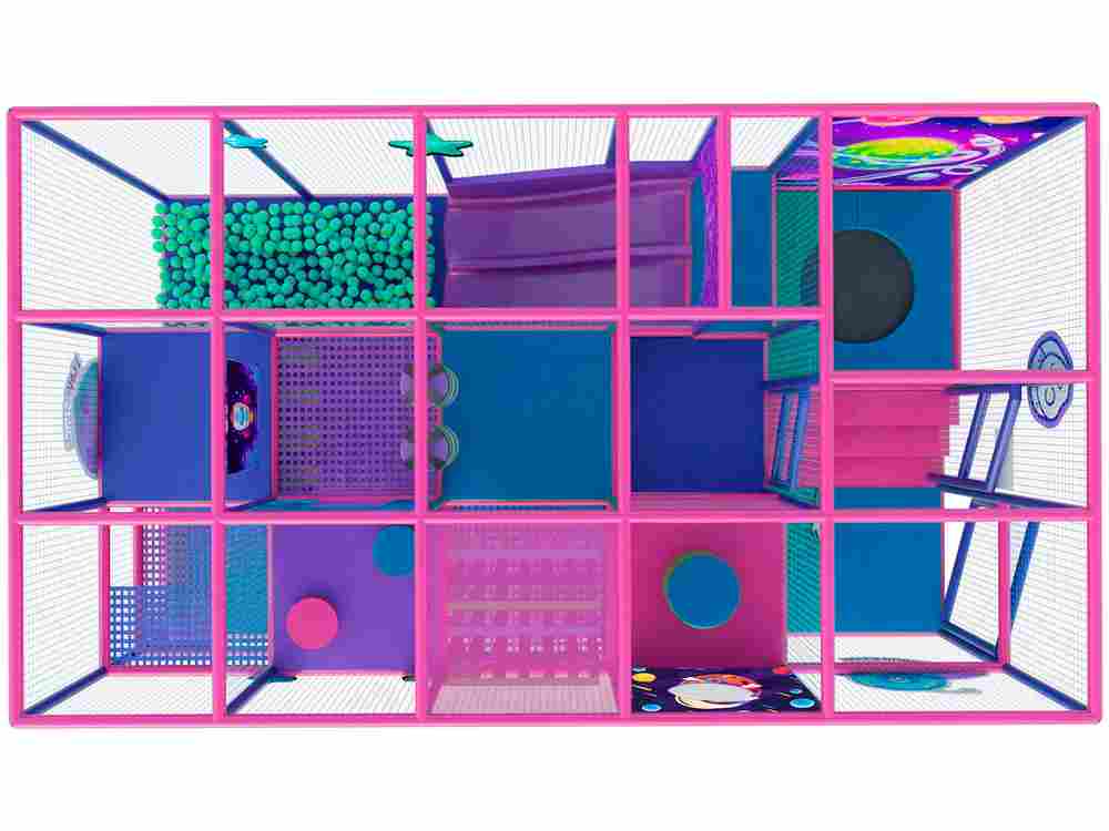 Детский уличный игровой лабиринт с крышей «Инопланетянин» 6,5×2,46×3,2 м