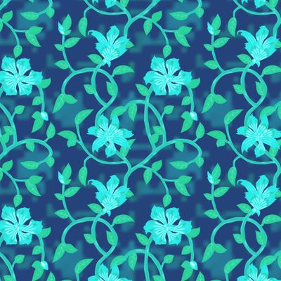 Голубые вьющиеся цветы.