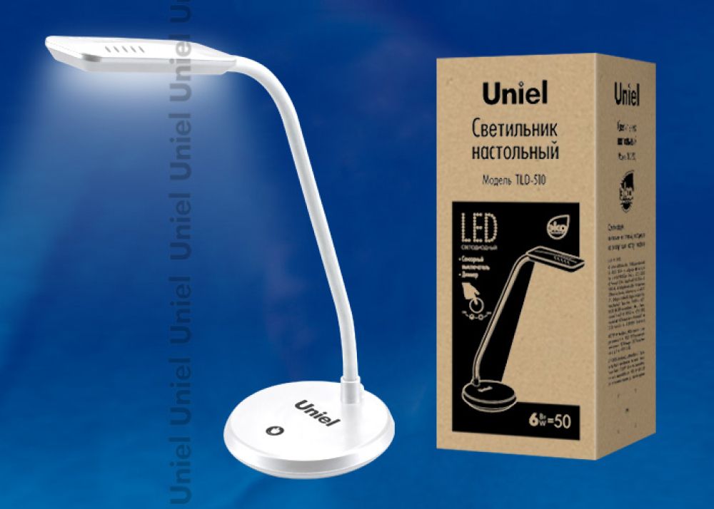 TLD-510/Светильник настольный LED/6W/550Lm/4500K/С диммером/Цвет-белый