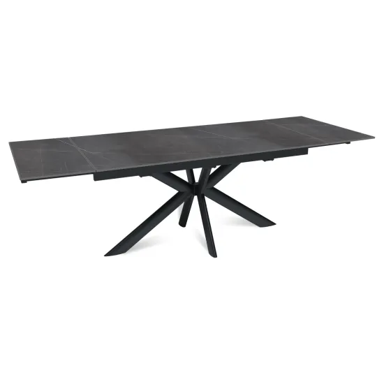 Стол "СТРОНГ" 160-240, керамика Armani Grey матовая, опоры черный муар