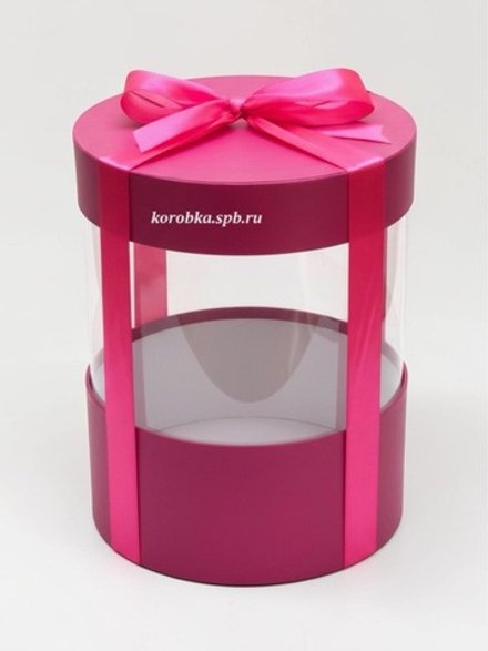 Плотная коробка-аквариум для торта с прозрачными стенками Цвет :Фуксия.