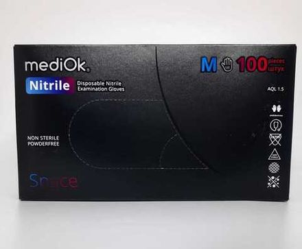 MediOk Перчатки нитриловые Черные размер M, 100шт