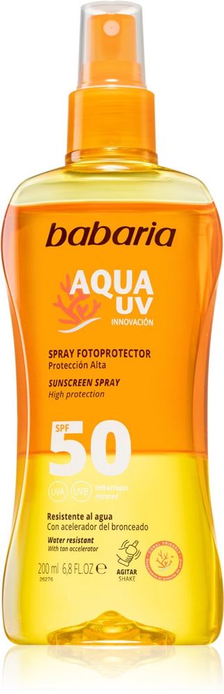 Babaria спрей для загара SPF 50 Sun Aqua UV
