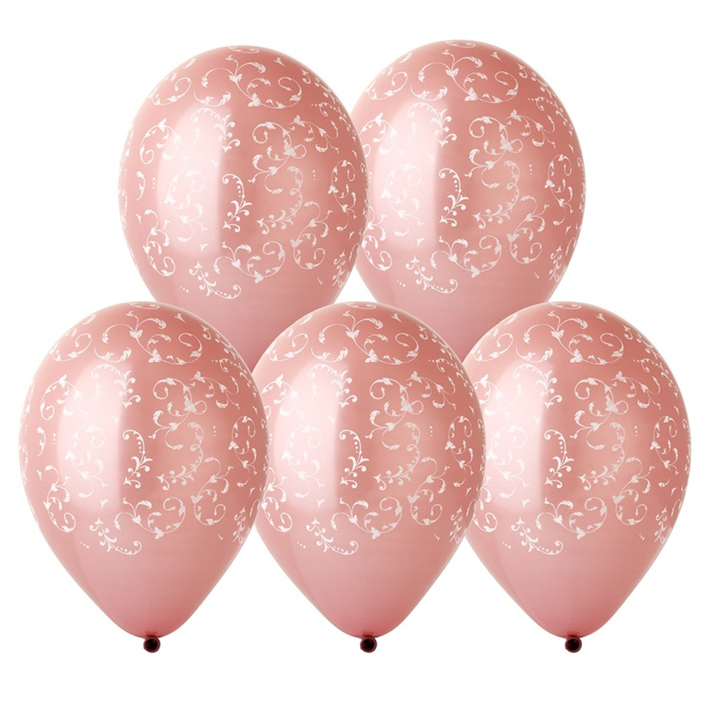 Шар латексный 35см Филигрань (Розовый)