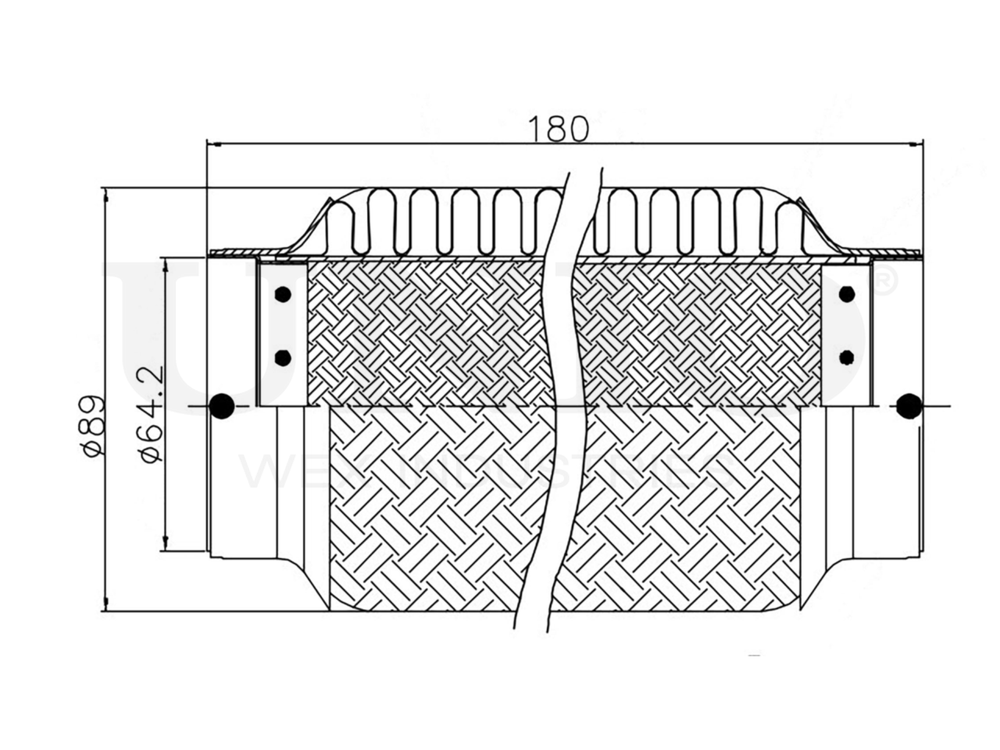 Гофра глушителя 64x180 мм InnerBraid UNIO EXP-64180