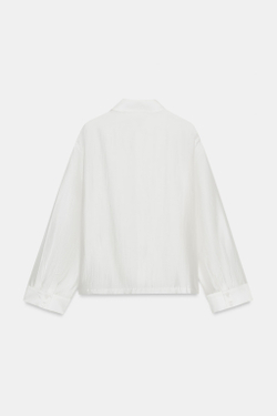 ZARA АТЛАСНАЯ РУБАШКА С ЗАСТЕЖКОЙ НА ПЕТЛИ ZW COLLECTION, БЕЛЫЙ