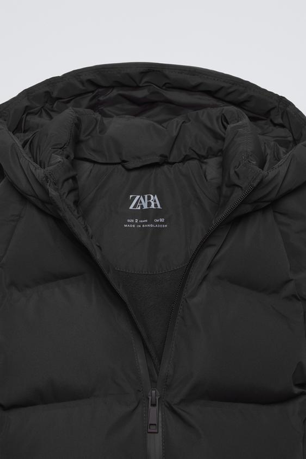 ZARA СТЕГАНАЯ КУРТКА WATER-REPELLENT, ЧЕРНЫЙ