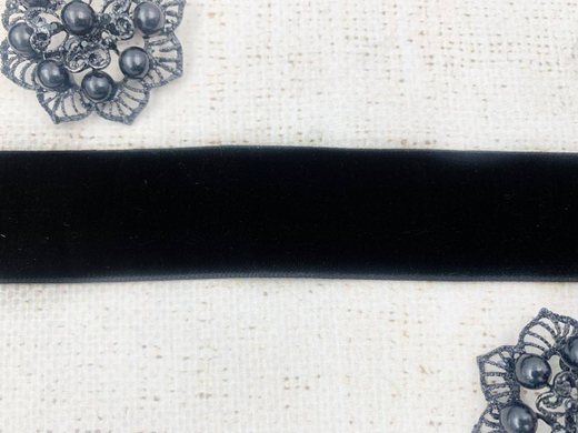 Лента бархатная, ш. 3,5 см, чёрный