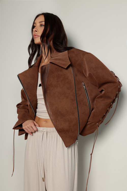 Косуха western со шнуровкой карамельная