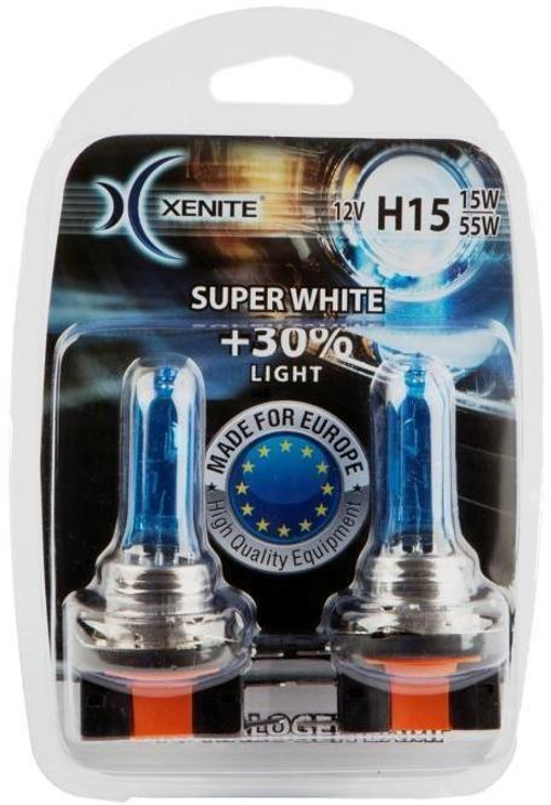 Лампа 12 В H15 15/55 Вт Super White +30% галогенная 2 шт. блистер Xenite