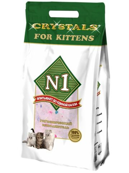 Наполнитель силикагелевый для кошачьего туалета N1 Crystals For Kittens (для котят), 2 кг (5 л)