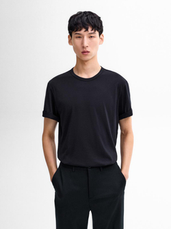 Massimo Dutti Футболка из смесовой шерсти, темно-синий