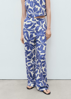 Брюки из смесового льна с принтом