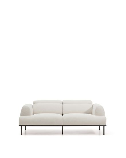 2-местный диван Aurum из шенилла цвета экрю и серого металла 210 см